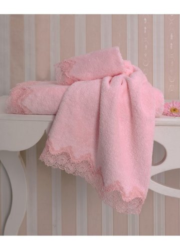 Подарочный набор полотенец-салфеток 30х50(3) Soft cotton ANGELIC хлопковая махра розовый, фото, фотография
