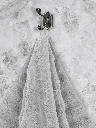 Полотенце для ванной Karna VENTE хлопковая махра серый 70х140, фото, фотография