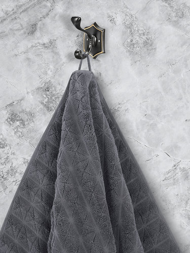 Полотенце для ванной Karna VENTE хлопковая махра темно-серый 70х140, фото, фотография