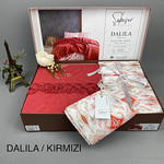 Летнее постельное белье с покрывалом-одеялом пике Saheser DALILA хлопковый ранфорс красный евро, фото, фотография
