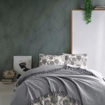 Летнее постельное белье с покрывалом-одеялом пике Saheser DALILA хлопковый ранфорс серый евро, фото, фотография