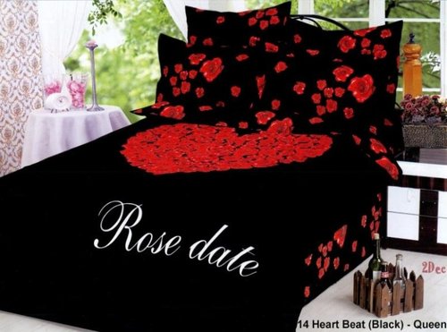 Постельное белье Le Vele HEART BEAT хлопковый сатин делюкс чёрный 1,5 спальный, фото, фотография