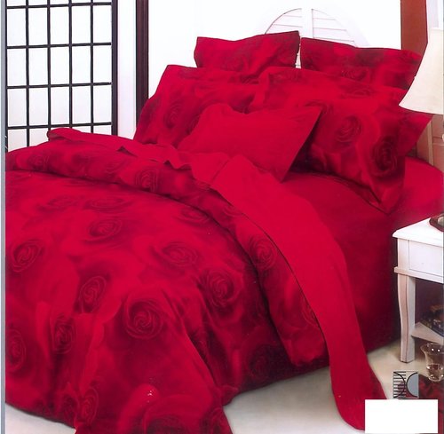 Постельное белье Le Vele KIBARIYE хлопковый сатин делюкс красный семейный, фото, фотография