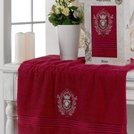 Полотенце для ванной в подарочной упаковке Merzuka BOSS хлопковая махра бордовый 50х80, фото, фотография
