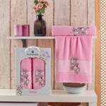 Подарочный набор полотенец для ванной 50х90, 70х140 Merzuka AVONE хлопковая махра розовый, фото, фотография