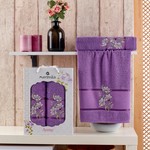 Подарочный набор полотенец для ванной 50х90, 70х140 Merzuka AVONE хлопковая махра фиолетовый, фото, фотография
