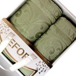 Подарочный набор полотенец для ванной 50х90, 70х140 Efor BAMBOO TAC бамбуковая махра зеленый, фото, фотография