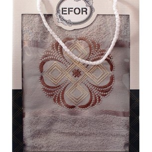 Полотенце для ванной в подарочной упаковке Efor хлопковая махра герб v1 бежевый 50х90