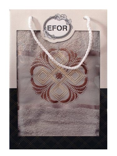 Полотенце для ванной в подарочной упаковке Efor хлопковая махра герб v1 бежевый 50х90, фото, фотография