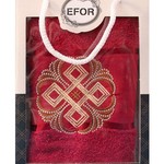 Полотенце для ванной в подарочной упаковке Efor хлопковая махра герб v1 бордовый 50х90, фото, фотография