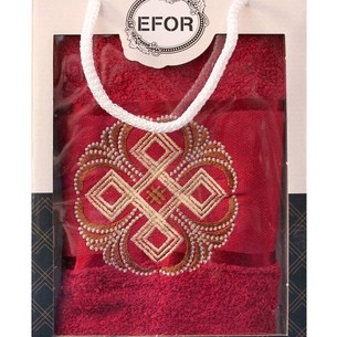 Полотенце для ванной в подарочной упаковке Efor хлопковая махра герб v1 бордовый 50х90