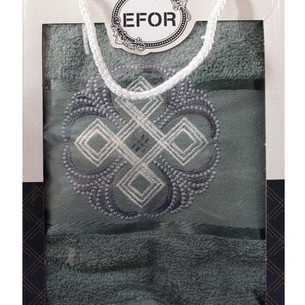 Полотенце для ванной в подарочной упаковке Efor хлопковая махра герб v1 зеленый 50х90