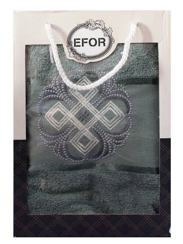 Полотенце для ванной в подарочной упаковке Efor хлопковая махра герб v1 зеленый 50х90, фото, фотография