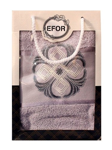 Полотенце для ванной в подарочной упаковке Efor хлопковая махра герб v1 светло-серый 50х90, фото, фотография