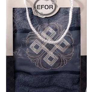 Полотенце для ванной в подарочной упаковке Efor хлопковая махра герб v1 синий 50х90