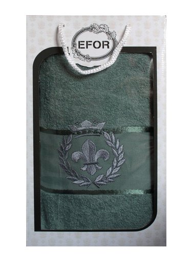 Полотенце для ванной в подарочной упаковке Efor хлопковая махра герб v2 зеленый 50х90, фото, фотография