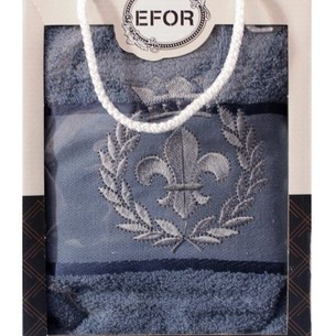 Полотенце для ванной в подарочной упаковке Efor хлопковая махра герб v2 синий 50х90