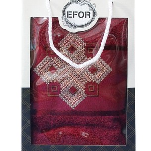 Полотенце для ванной в подарочной упаковке Efor хлопковая махра герб v4 бордовый 50х90