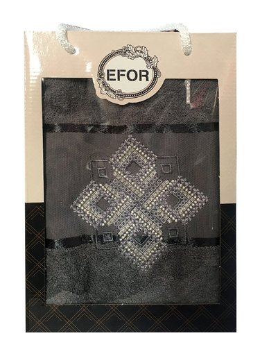 Полотенце для ванной в подарочной упаковке Efor хлопковая махра герб v4 темно-серый 50х90, фото, фотография