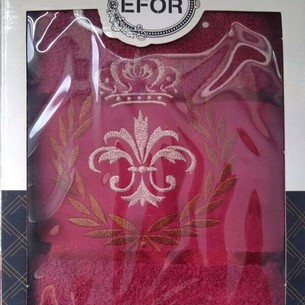 Полотенце для ванной в подарочной упаковке Efor хлопковая махра герб v6 бордовый 50х90