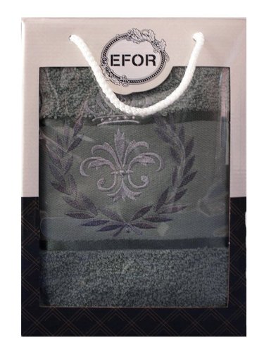 Полотенце для ванной в подарочной упаковке Efor хлопковая махра герб v6 зеленый 50х90, фото, фотография