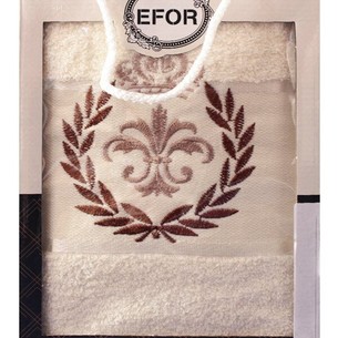 Полотенце для ванной в подарочной упаковке Efor хлопковая махра герб v6 кремовый 50х90