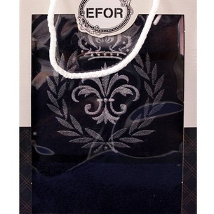 Полотенце для ванной в подарочной упаковке Efor хлопковая махра герб v6 темно-синий 50х90