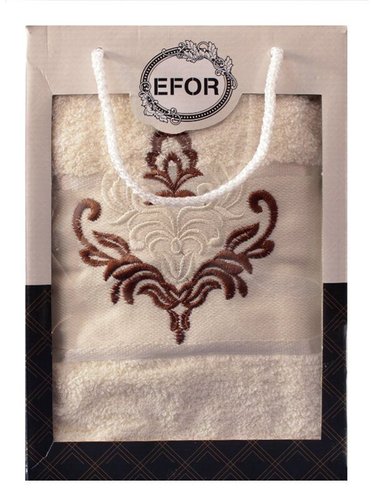 Полотенце для ванной в подарочной упаковке Efor хлопковая махра герб v7 кремовый 50х90, фото, фотография
