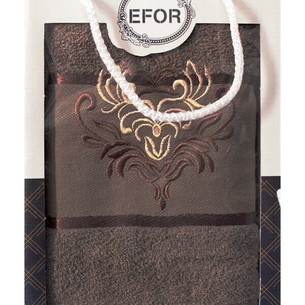 Полотенце для ванной в подарочной упаковке Efor хлопковая махра герб v7 темно-кофейный 50х90