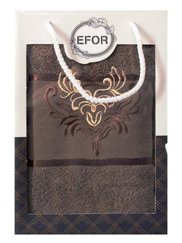 Полотенце для ванной в подарочной упаковке Efor хлопковая махра герб v7 тёмно-кофейный 50х90, фото, фотография