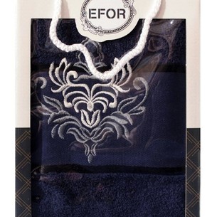 Полотенце для ванной в подарочной упаковке Efor хлопковая махра герб v7 темно-синий 50х90