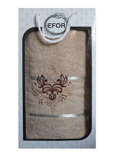 Полотенце для ванной в подарочной упаковке Efor хлопковая махра герб v7 капучино 70х140, фото, фотография