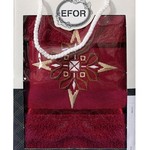 Полотенце для ванной в подарочной упаковке Efor хлопковая махра герб v8 бордовый 50х90, фото, фотография