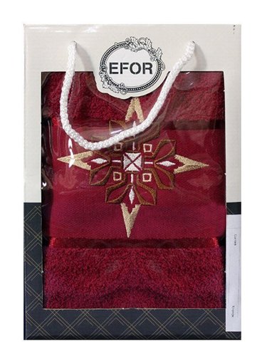 Полотенце для ванной в подарочной упаковке Efor хлопковая махра герб v8 бордовый 50х90, фото, фотография