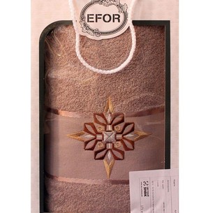 Полотенце для ванной в подарочной упаковке Efor хлопковая махра герб v8 кофейный 50х90
