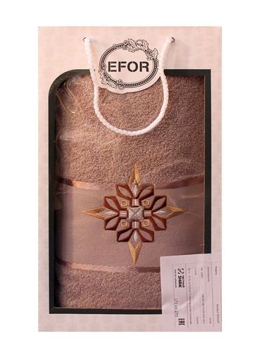 Полотенце для ванной в подарочной упаковке Efor хлопковая махра герб v8 кофейный 50х90, фото, фотография