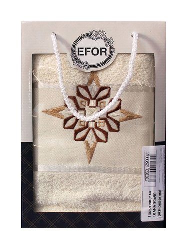Полотенце для ванной в подарочной упаковке Efor хлопковая махра герб v8 кремовый 50х90, фото, фотография