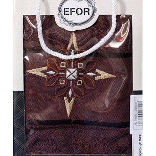 Полотенце для ванной в подарочной упаковке Efor хлопковая махра герб v8 темно-кофейный 50х90