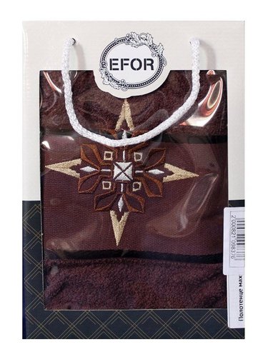 Полотенце для ванной в подарочной упаковке Efor хлопковая махра герб v8 темно-кофейный 50х90, фото, фотография