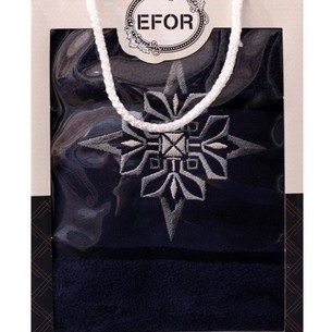 Полотенце для ванной в подарочной упаковке Efor хлопковая махра герб v8 темно-синий 50х90