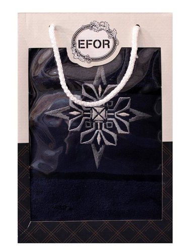 Полотенце для ванной в подарочной упаковке Efor хлопковая махра герб v8 тёмно-синий 50х90, фото, фотография