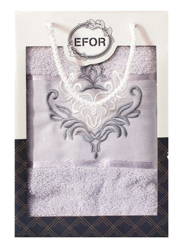 Полотенце для ванной в подарочной упаковке Efor хлопковая махра герб v7 светло-серый 50х90, фото, фотография