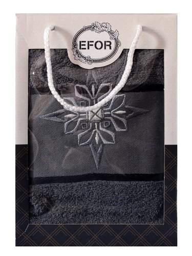 Полотенце для ванной в подарочной упаковке Efor хлопковая махра герб v8 темно-серый 50х90, фото, фотография