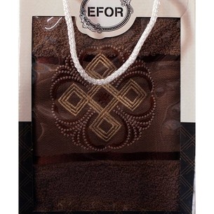 Полотенце для ванной в подарочной упаковке Efor хлопковая махра герб v1 темно-кофейный 50х90