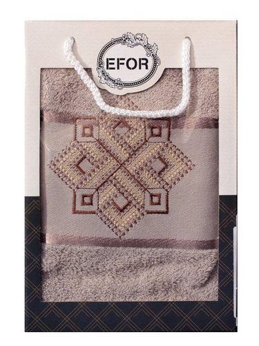 Полотенце для ванной в подарочной упаковке Efor хлопковая махра герб v4 капучино 70х140, фото, фотография