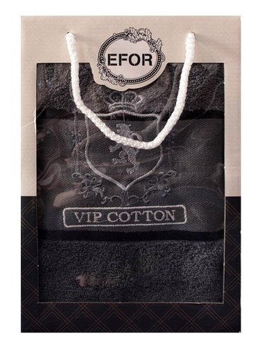 Полотенце для ванной в подарочной упаковке Efor хлопковая махра герб v5 темно-серый 70х140, фото, фотография
