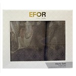 Подарочный набор полотенец для ванной 50х90, 70х140 Efor MENDER хлопковая махра коричневый, фото, фотография