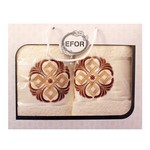 Подарочный набор полотенец для ванной 50х90, 70х140 Efor хлопковая махра герб v1 кремовый, фото, фотография