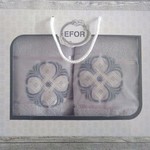 Подарочный набор полотенец для ванной 50х90, 70х140 Efor хлопковая махра герб v1 светло-серый, фото, фотография