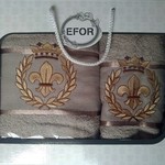 Подарочный набор полотенец для ванной 50х90, 70х140 Efor хлопковая махра герб v2 бежевый, фото, фотография